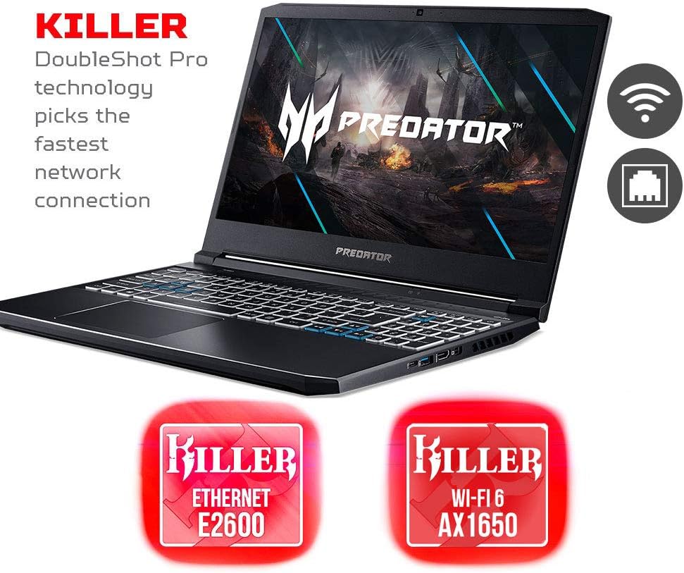 Acer Predator Helios 300 Gaming Laptop, Intel i7-10750H, NVIDIA GeForce RTX 2060 6GB, 15.6' Full HD 144Hz 3ms IPS Display, 16GB Dual-Channel DDR4, 512GB NVMe SSD, Wi-Fi 6, RGB Keyboard, PH315-53-72XD