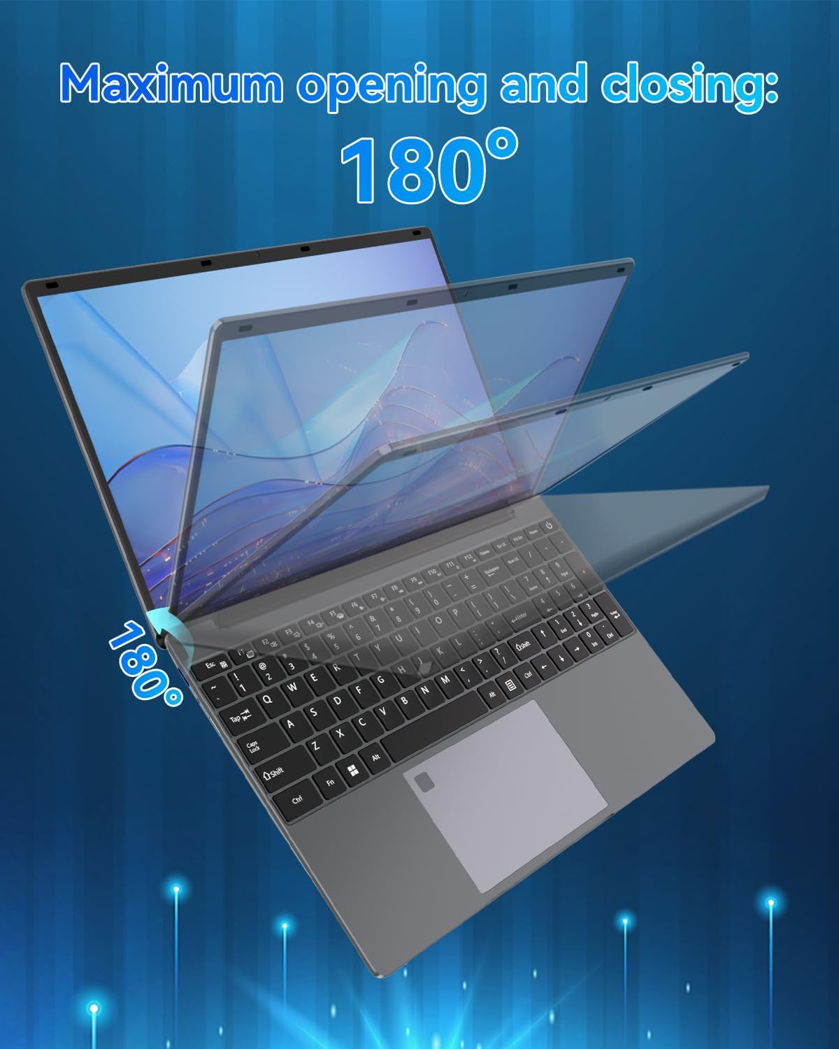 15.6 inch Laptop,16GB RAM LPDDR4 512GB SDD Portable Laptop Computer Cerelon N5095 Processor FHD 1920 * 1080 Laptop PC with Touch ID, WiFi5, BT4.2, USB 3.0