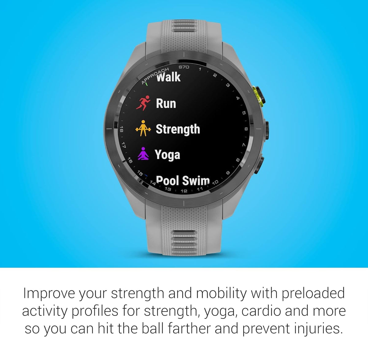 Garmin Approach S70 (Gray, 42mm) Golf GPS Watch Bundle - AMOLED Display, Virtual Caddie & PlaysLike Distance - Includes PlayBetter 5000mAH Portable Charger & Screen Protectors