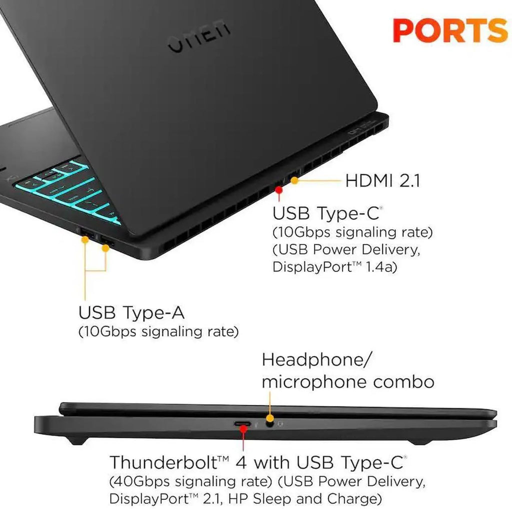 HP Omen Transcend 14 Gaming AI Laptop 14' 3k OLED 120Hz (100% DCI-P3, HDR 500nits) Intel 16-core Ultra 7 255H 32GB RAM 4TB SSD GeForce RTX 5060 (Up to 572 AI Tops) RGB Backlit HyperX Win11 ICP Hub