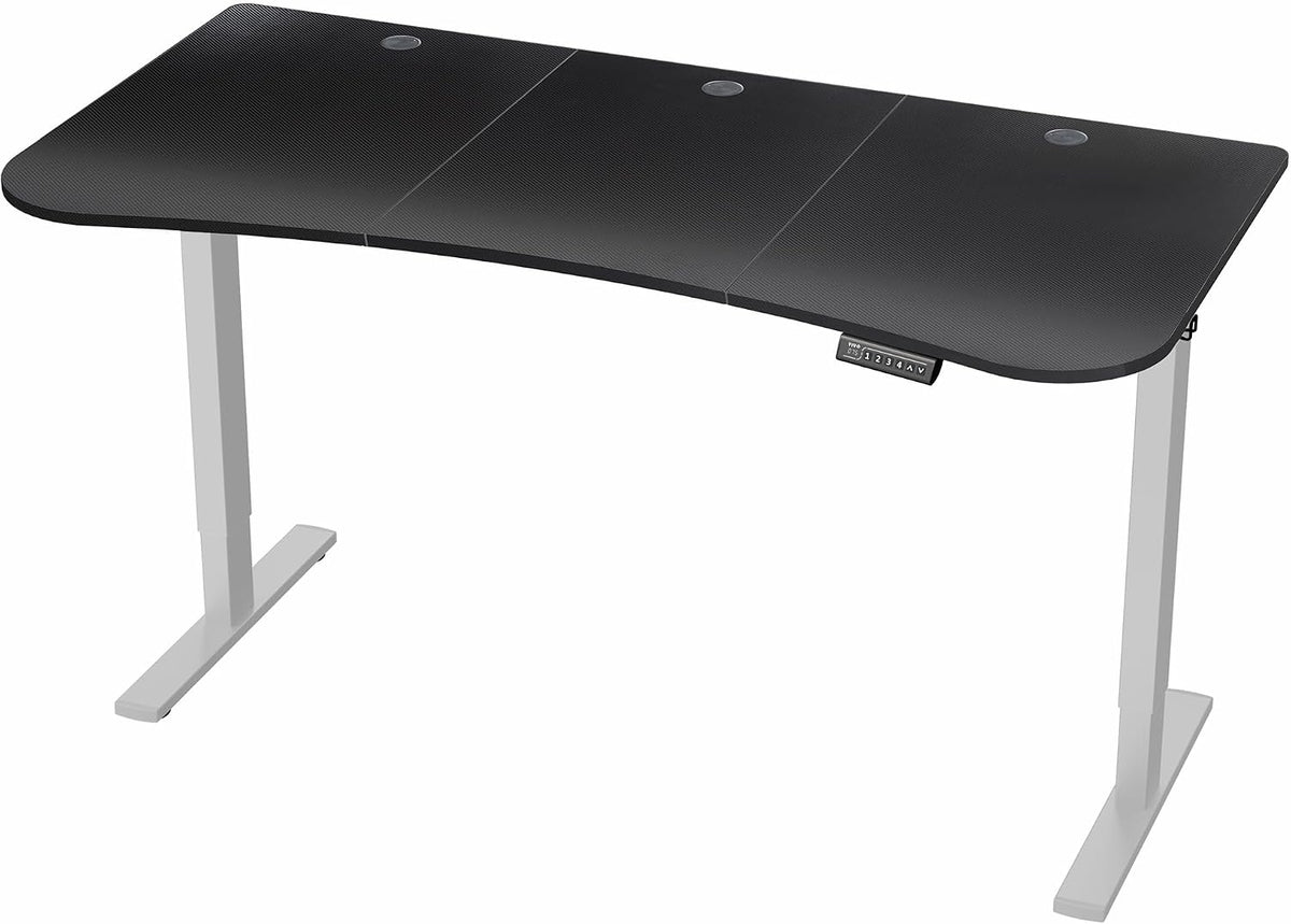 VIVO Electric 63 x 32 in Standing Desk, Memory Height Adjustment, 1B Series, Holds 220 lbs, Black Carbon Fiber Top Gray Frame, DESK-KIT-1G1R