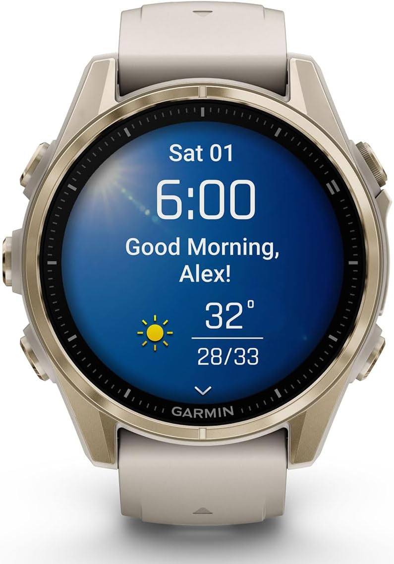 PlayBetter Garmin Fenix 8 AMOLED Sapphire (43mm, Soft Gold/Dark Sandstone) Multisport GPS Smartwatch Bundle - 1.3' Touchscreen, Built-in LED Flashlight Portable Charger & Screen Protectors