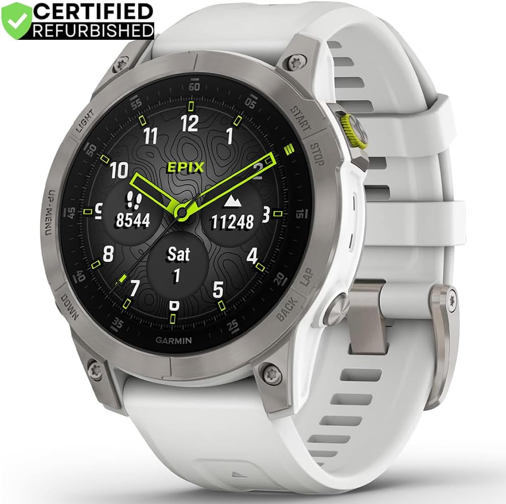 Garmin 010-N2582-20 Epix Gen 2 Premium Active Smartwatch 47 mm White Titanium (Renewed) Bundle with 2 YR CPS Enhanced Protection Pack