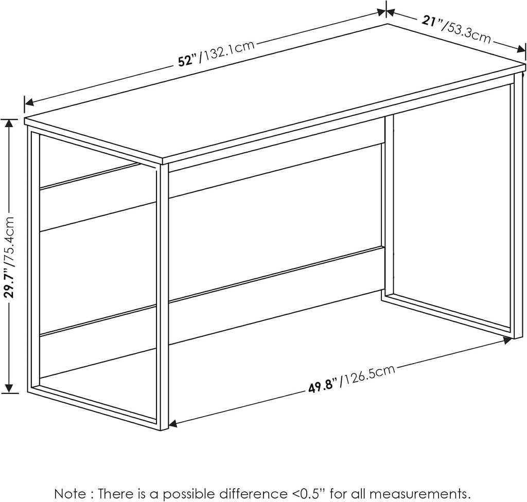 Furinno Moretti Computer Desk, Gaming Desk with Metal Frame, Office Desk, 52' Width, for Home Office, Gaming, Study, Grey Oak