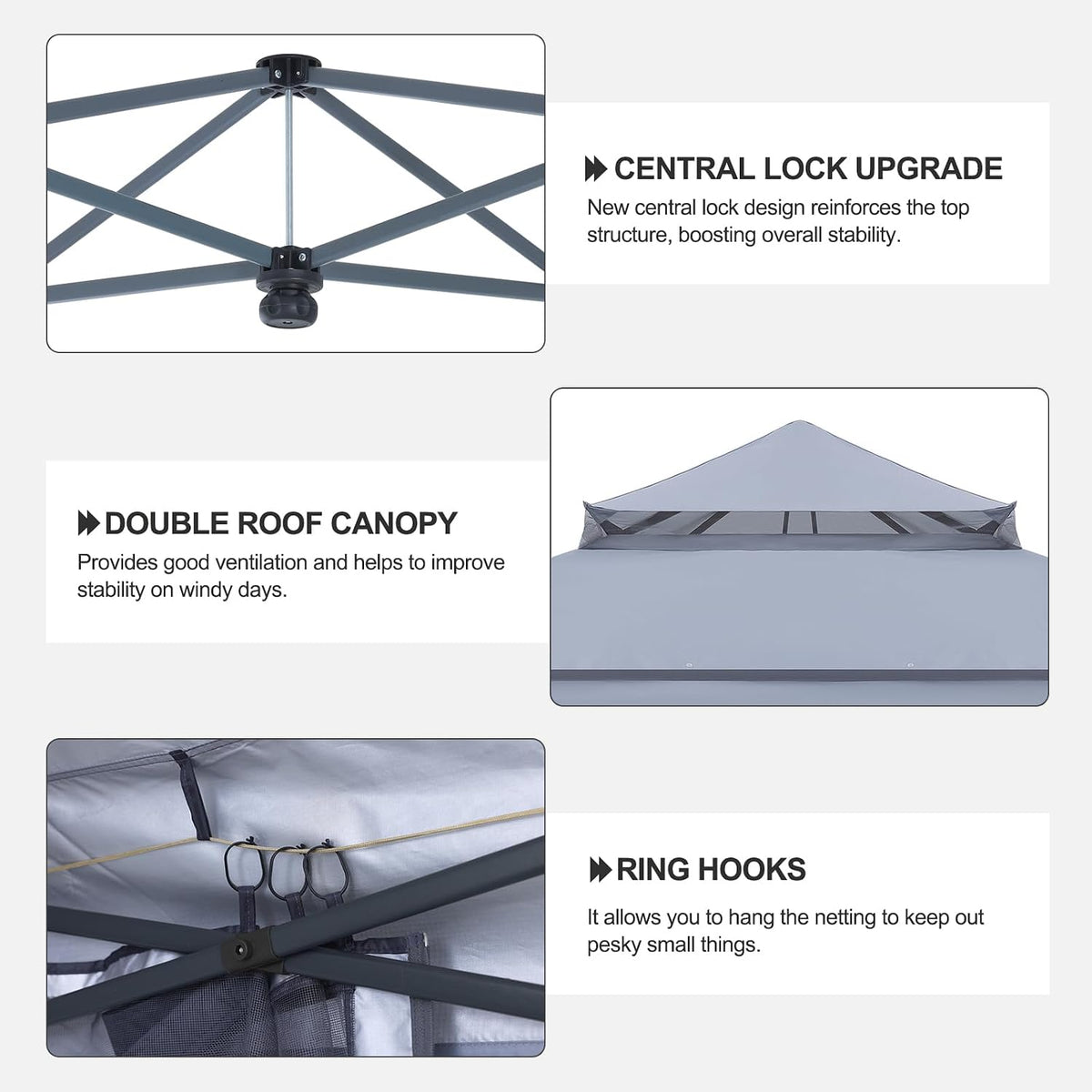 ABCCANOPY Pop Up Gazebo 11x11 - Outdoor Canopy Tent with Mosquito Netting for Patio Garden Backyard (Gray)