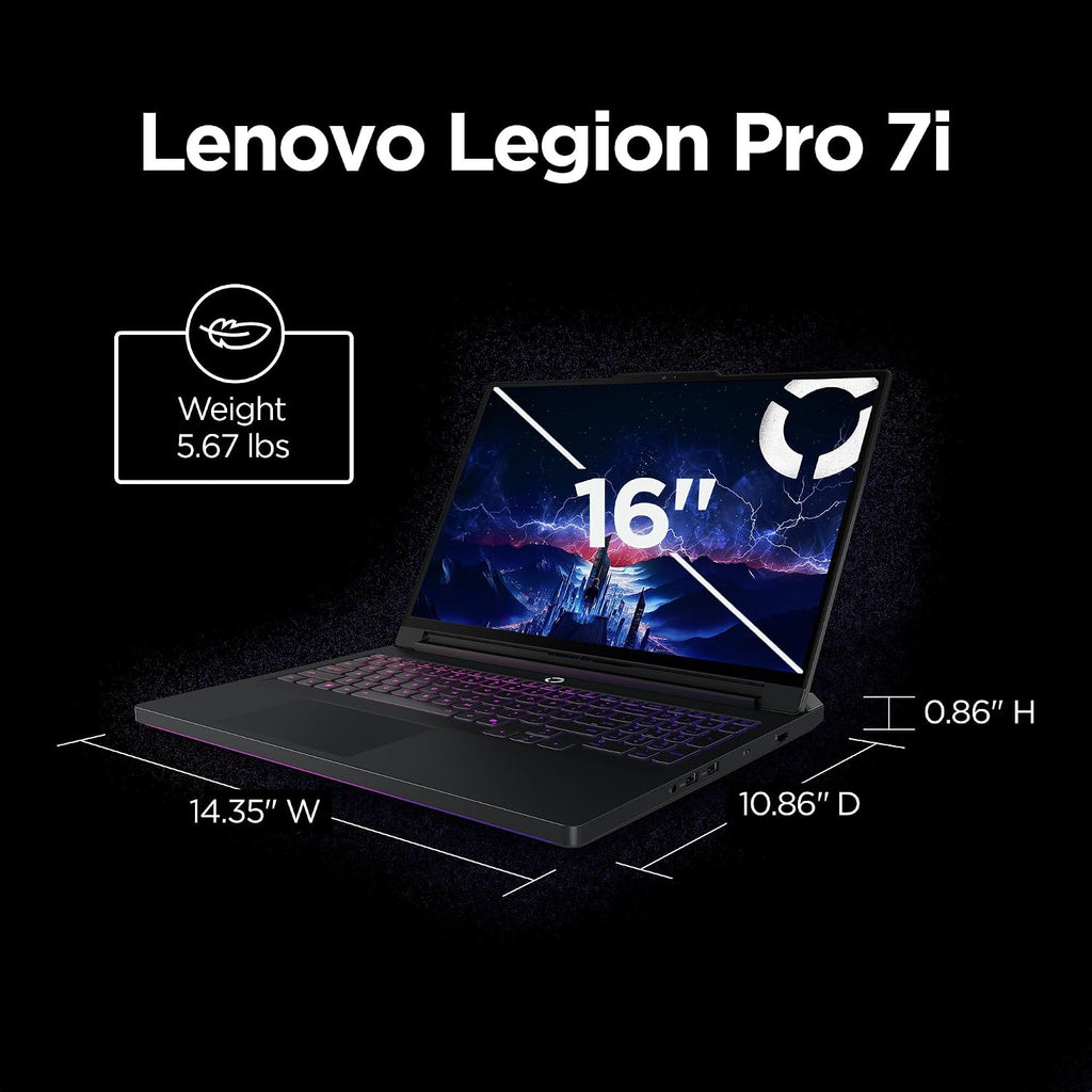 Lenovo Legion Pro 7i – AI-Powered Gaming Laptop – Intel® Core Ultra 7 255HX – 16' WQXGA PureSight OLED Display – 240Hz – NVIDIA® GeForce RTX™ 5070 Ti – 32GB Memory – 1TB Storage – PC GamePass