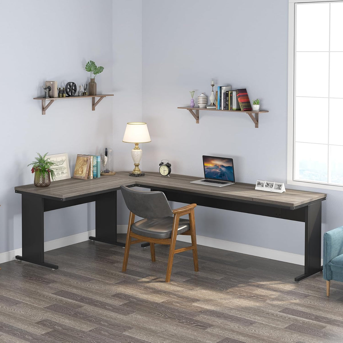 Tribesigns 83-Inch Large L Shaped Desk, Reversible Executive Office Desk, Modern Corner Computer Table Business Workstation for Home Office (Grey)