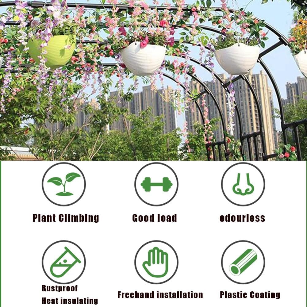 Garden arch climbing vine grid flower rack rose climbing vine rack garden pavilion is very suitable for backyard, lawn, courtyard, wedding decoration, black multiple sizes(Size:235*120cm(92.5*47.2in))