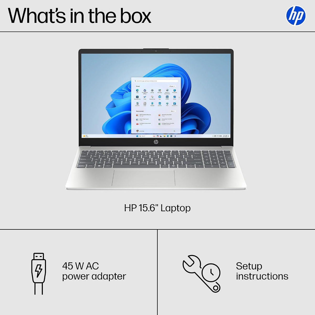 HP 15.6 inch Laptop, HD Touchscreen Display, AMD Ryzen 5 7520U, 8 GB RAM, 512 GB SSD, AMD Radeon Graphics, Windows 11 Home, Natural Silver, 15-fc0499nr
