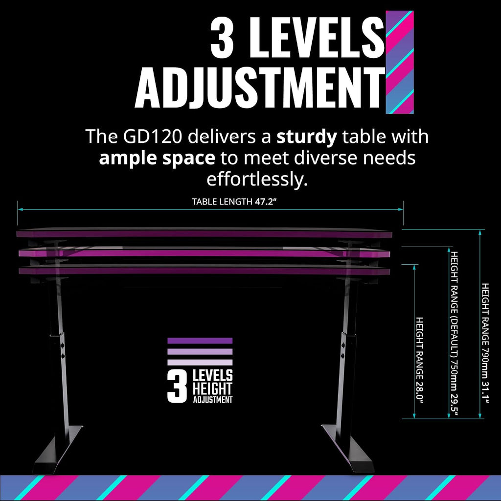 Cooler Master GD120 PC Gaming Desk with Cable Management, Water-Repellent Mousepad, Modern Simple Sturdy Style Table Workstation for Home Office