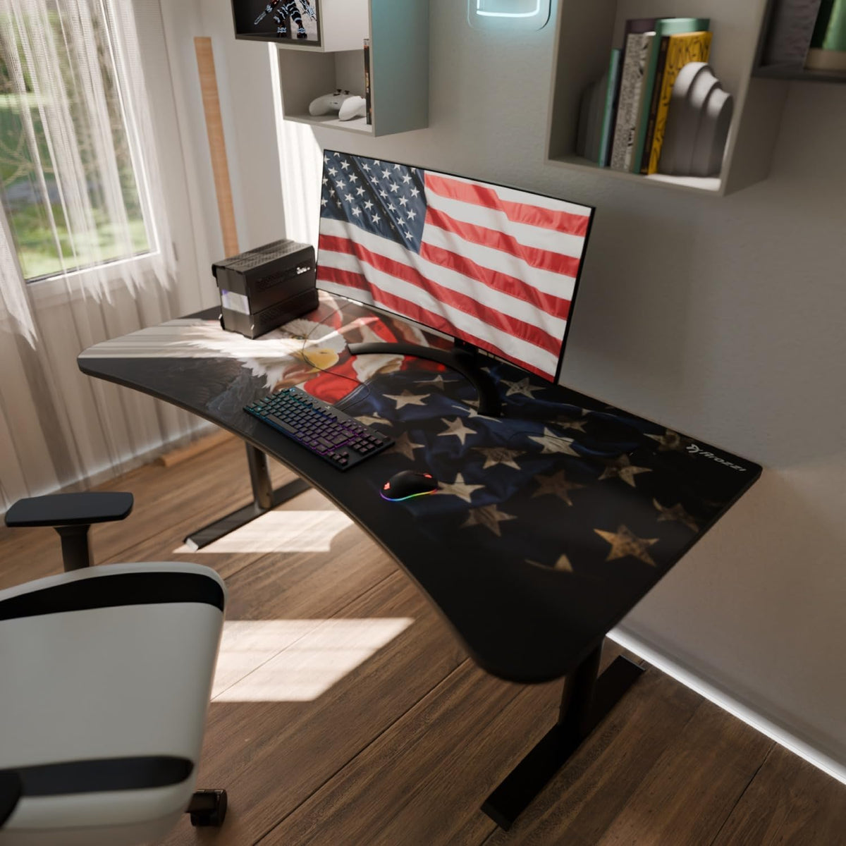 Arozzi Arena Gaming Desk Mat, Full Surface Custom Desk Pad, Interchangeable, Water Resistant & Washable Computer Desk Mouse Pad with Stitched Edges (D042)