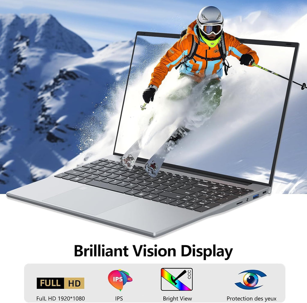 DUNHOO 15.6 Inch Laptop, Laptops 16GB RAM 512GB SSD, Lap Top Computer N5095, Portable Laptops 180 Angle Opening, Fingerprint Unlock Backlit Keyboard 1920 * 1080 FHD IPS MINI-HDMI