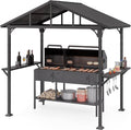 Kurapika 8' x 5' Hardtop BBQ Grill Outdoor Gazebo,Waterproof Sloping Roof, Bar with Tool Hooks, Smoke-Venting Iron Canopy for Patio, Yard,Garden, Family Party