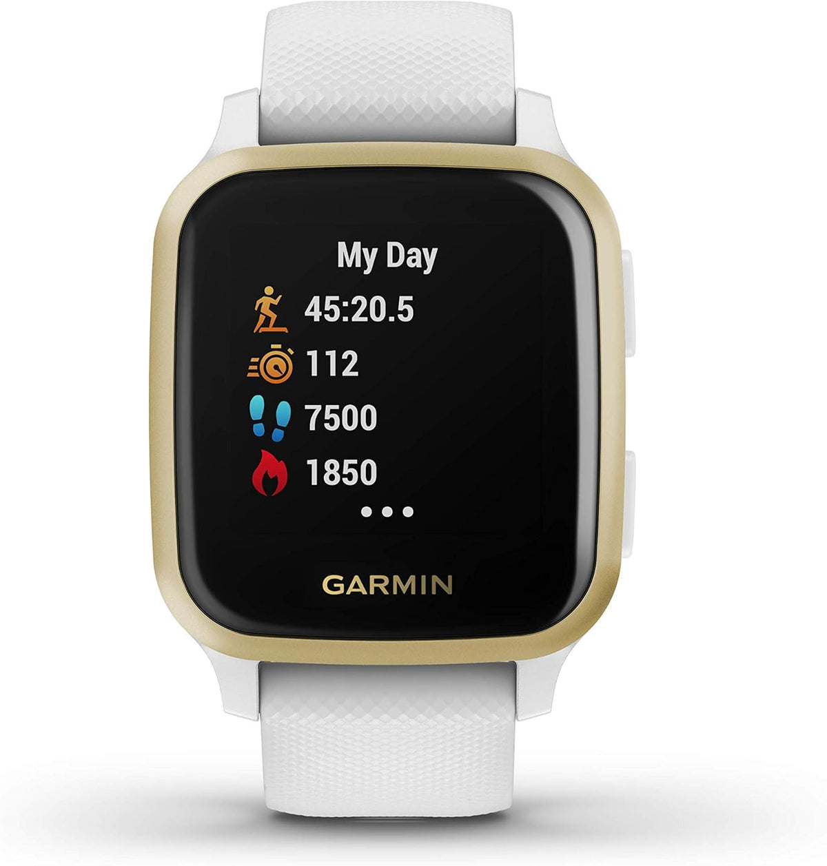 Garmin Venu Sq, GPS Smartwatch with Bright Touchscreen Display, Up to 6 Days of Battery Life, Light Gold and White - 010-02427-01