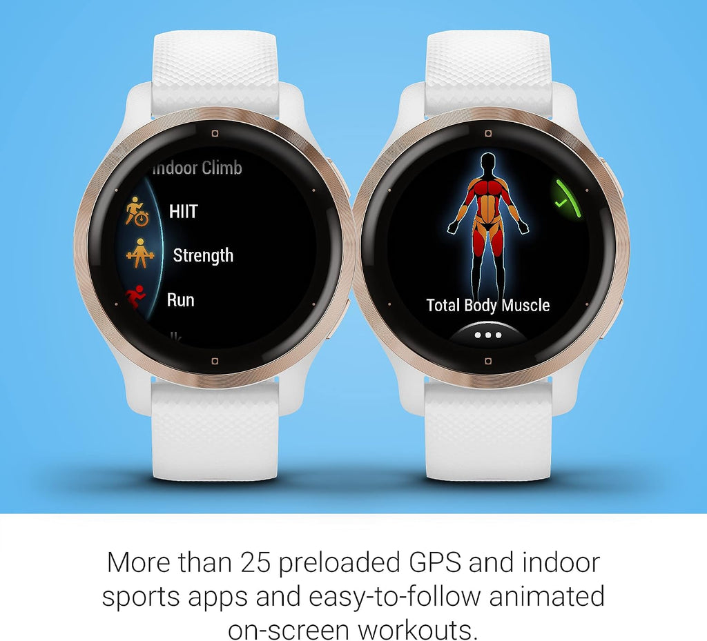 Garmin Venu 2S, Smaller-Sized GPS Smartwatch with Advanced Health Monitoring and Fitness Features, Rose Gold Bezel with White Case and Silicone Band, (010-02429-03) (Renewed)