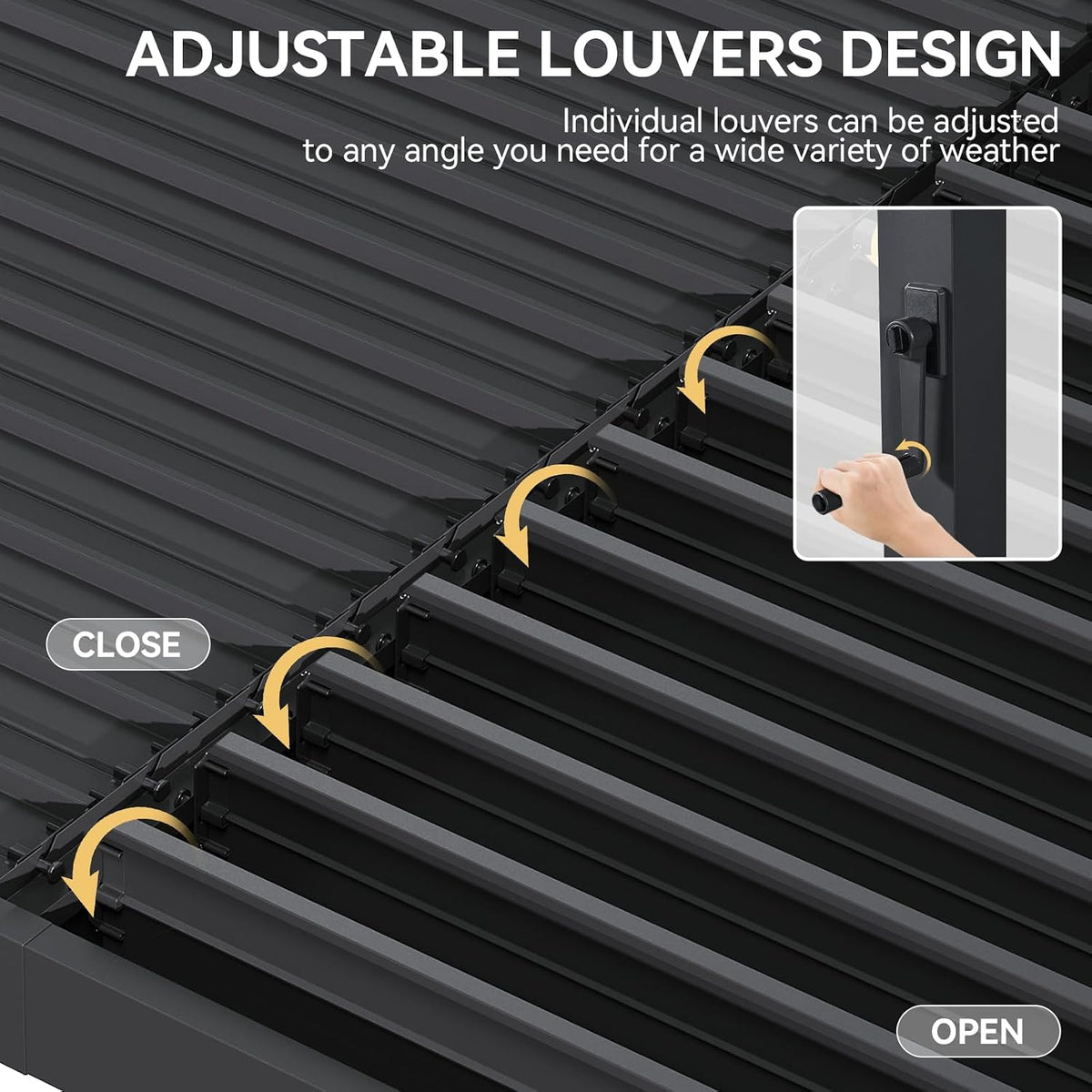 Aoxun Patio Louvered Pergola 10' x 13' 96S Outdoor Metal Pergola with Adjustable Top for Decks, Gardens and Backyards, Easy Assembly via Structural Patent, Gray
