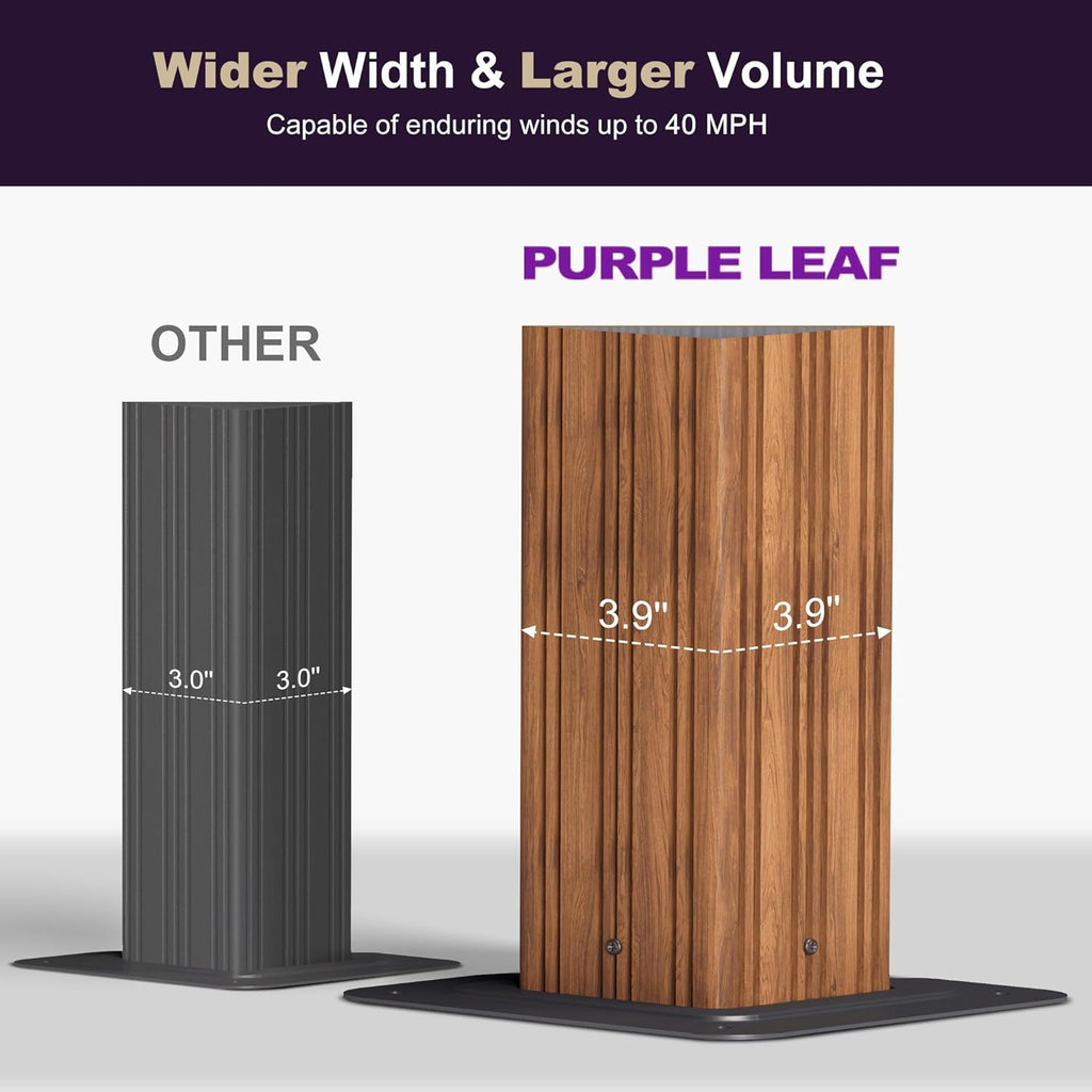 PURPLE LEAF 8' X 12' Hardtop Gazebo Outdoor Wood Grain Aluminum Frame Galvanized Steel Double Roof Gazebos with Netting and Curtains for Patio Deck Backyard Garden