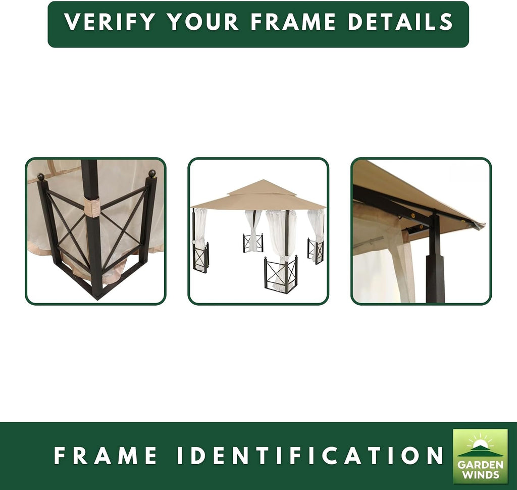 Garden Winds Durable 350 Replacement Canopy Top Compatible with Harbor 12' x 12' Gazebo Models X1250B, GFS01250B, GFS01250A - Beige
