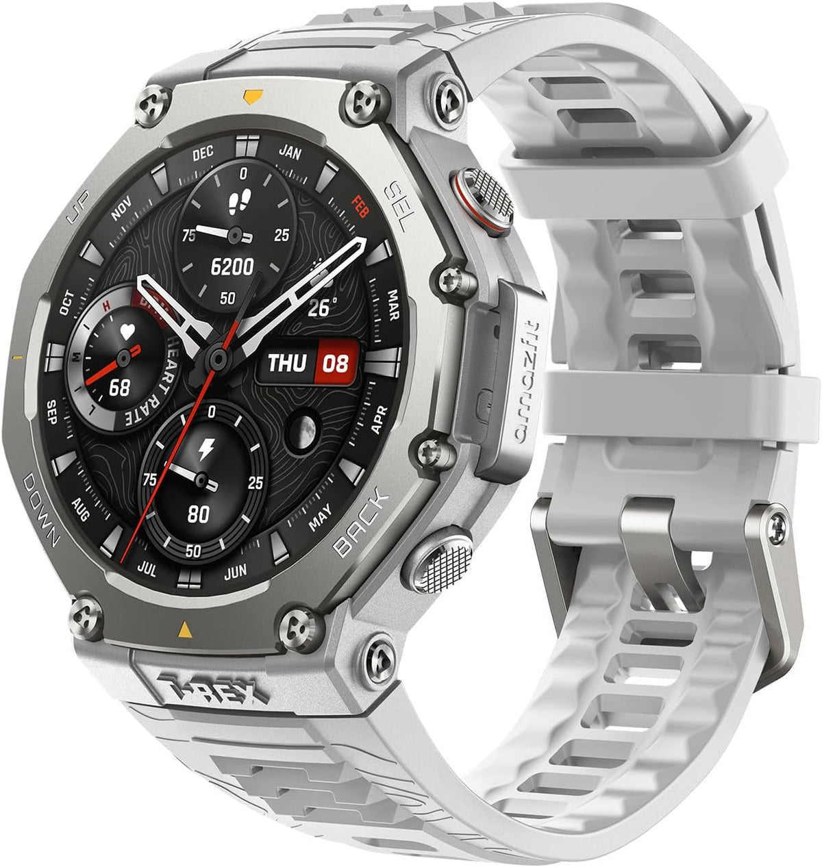 Amazfit Refurbished T-Rex 3 Rugged Military Smart Watch 48mm, GPS, Offline Maps, 100m Water-Resistant, Outdoor Fitness Smartwatch for Men, 170 Sport Modes, AI, Voice Control, Renewed (Grey)