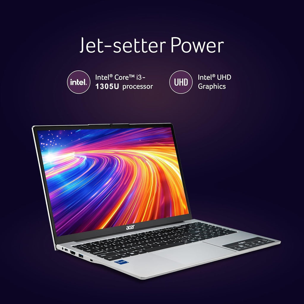 acer Aspire 3 Slim Laptop with Office 365 for The Web - Backlit Keyboard - Intel Core I3-1305U Processor - 8GB RAM - 256GB SSD - 15.6' FHD - Windows 11 no Mouse