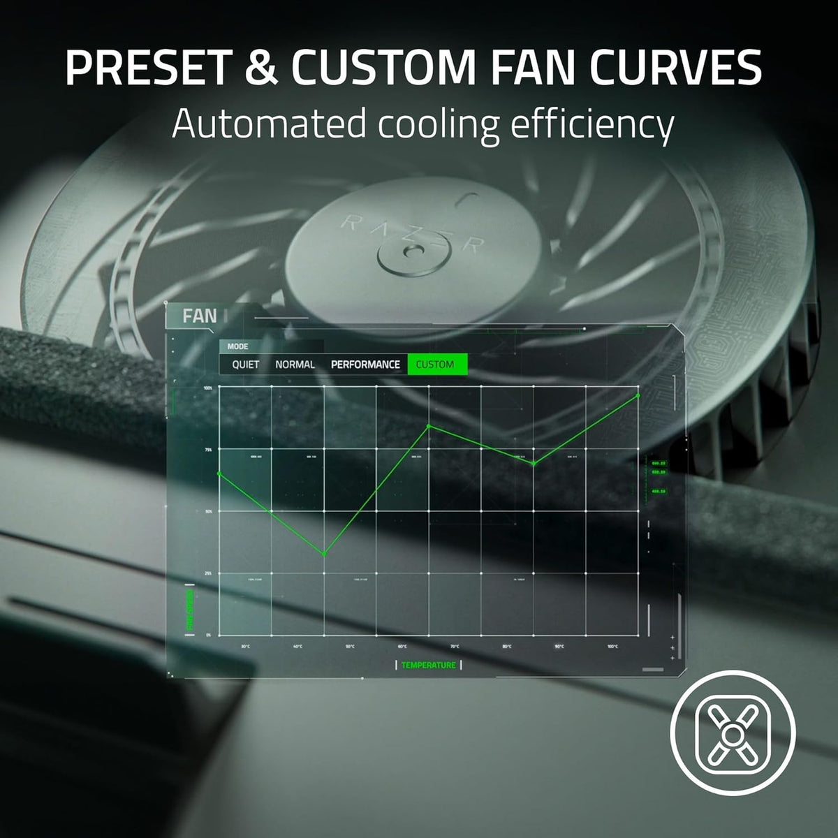 Razer Laptop Cooling Pad: Adaptive Smart - Intelligent Fan Control - Airtight Pressure Chamber - Fits Most Laptops & Macbooks 14' to 18' - Preset & Custom Fan Curves - 3 Port USB Type A - Chroma RGB