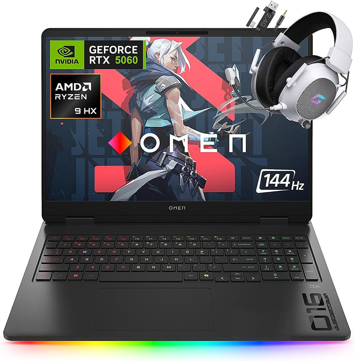 HP Omen 16 2K 144Hz Gaming Laptop,16-Core AMD Ryzen 9 8940HX(Beat Intel i9-14900HX), 32GB DDR5 RAM 1TB SSD, NVIDIA GeForce RTX 5060, Backlit, Wi-Fi 6E, Win 11 Pro, Bundle with Accessory