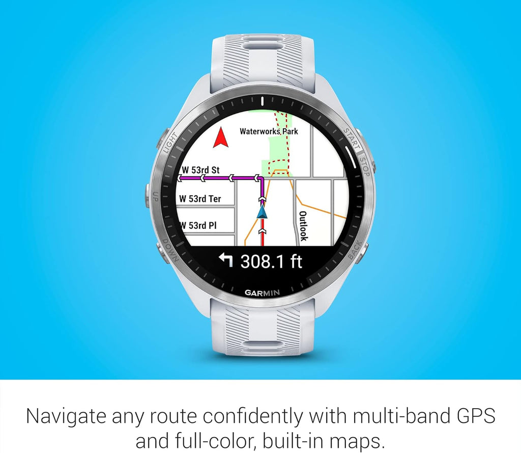 Garmin Forerunner® 965 Running Smartwatch, Colorful AMOLED Display, Training Metrics and Recovery Insights, Whitestone and Powder Gray