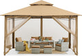 MASTERCANOPY Outdoor Garden Gazebo for Patios with Stable Steel Frame and Netting Walls (10x12,Beige)