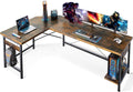 Coleshome 66' L Shaped Larger Gaming Desk, Corner Computer Desk, Sturdy Home Office Computer Table, Writing Workstation, Vintage