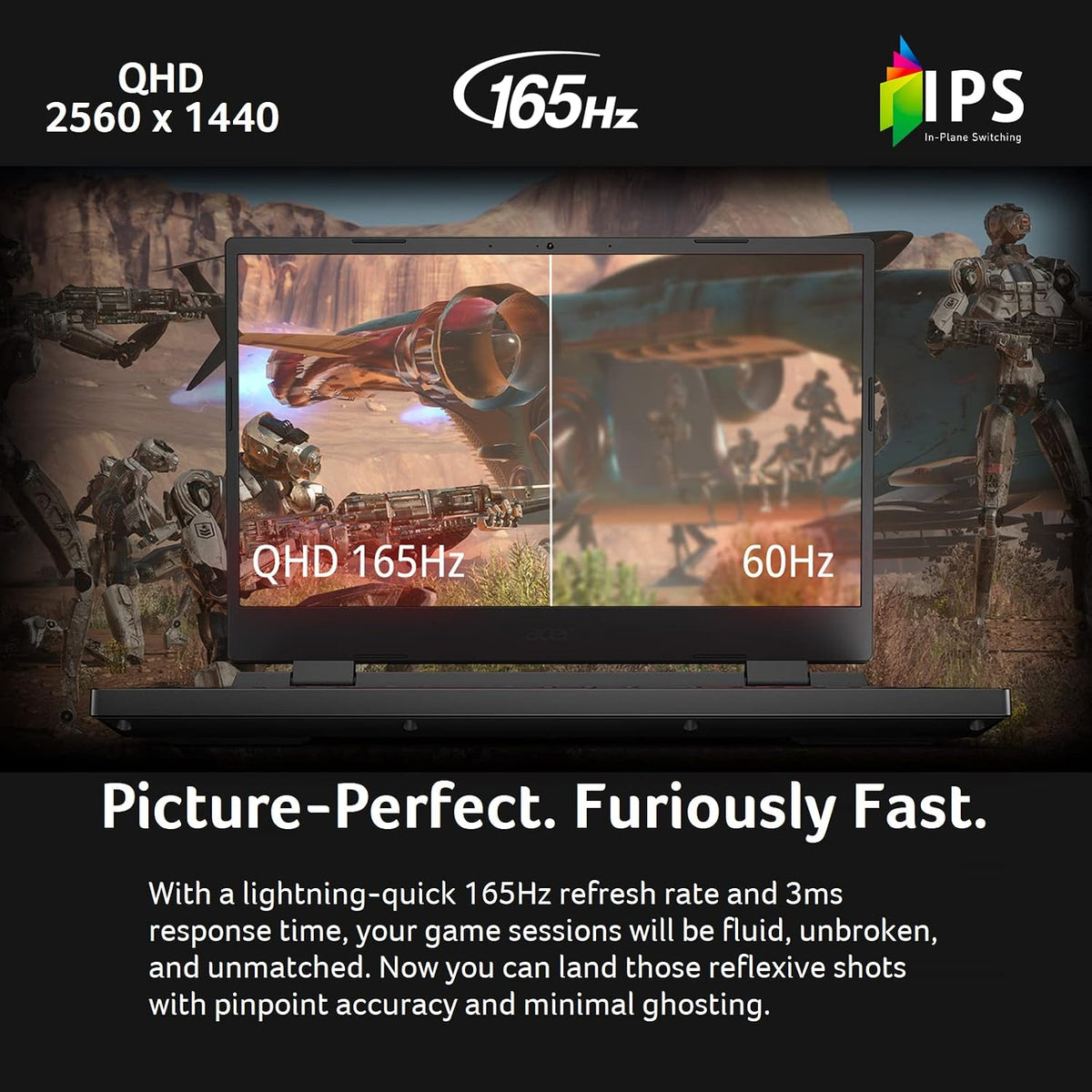 Acer Nitro 5 AN515-58-7583 Gaming Laptop | Intel Core i7-12700H | NVIDIA GeForce RTX 3070 Ti Laptop GPU | 15.6' QHD 165Hz 3ms IPS Display | 16GB DDR4 | 2TB SSD in RAID 0 | Killer WiFi 6 | RGB Keyboard