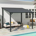 SUNSITT 8 * 10FT Outdoor Gazebo, Lean to Gazebo Pergola w/Drainage Holes, Wall-Mounted Gazebos with Galvanized Iron Hard Top Awnings for Yard, Dark Grey