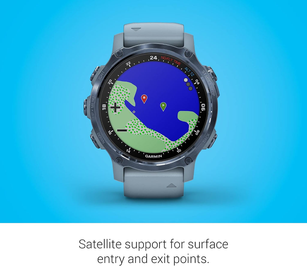 Garmin Descent Mk2S, Smaller-Sized Watch-Style Dive Computer, Multisport Training/Smart Features, Mineral Blue with Sea Foam Silicone Band, (010-02403-06)