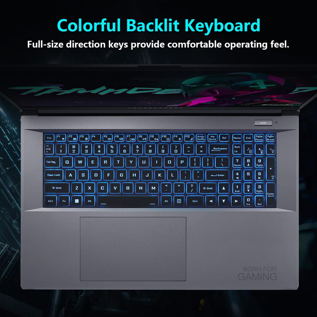 Thunderobot Storm 17 Gaming Laptop, 17.3' FHD 144Hz Display, Core i7-13620H, GeForce RTX 4050, 16GB DDR5 RAM, 512GB SSD, RGB Backlit Keyboard, HDMI, Wi-Fi, Win 11 Home