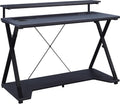 OSP Home Furnishings Checkpoint Ghost Battlestation Gaming Desk with RGB LED Lights, Black
