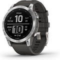 Garmin 010-02540-00 fenix 7, adventure smartwatch, rugged outdoor watch with GPS, touchscreen, health and wellness features, silver with graphite band (Renewed)