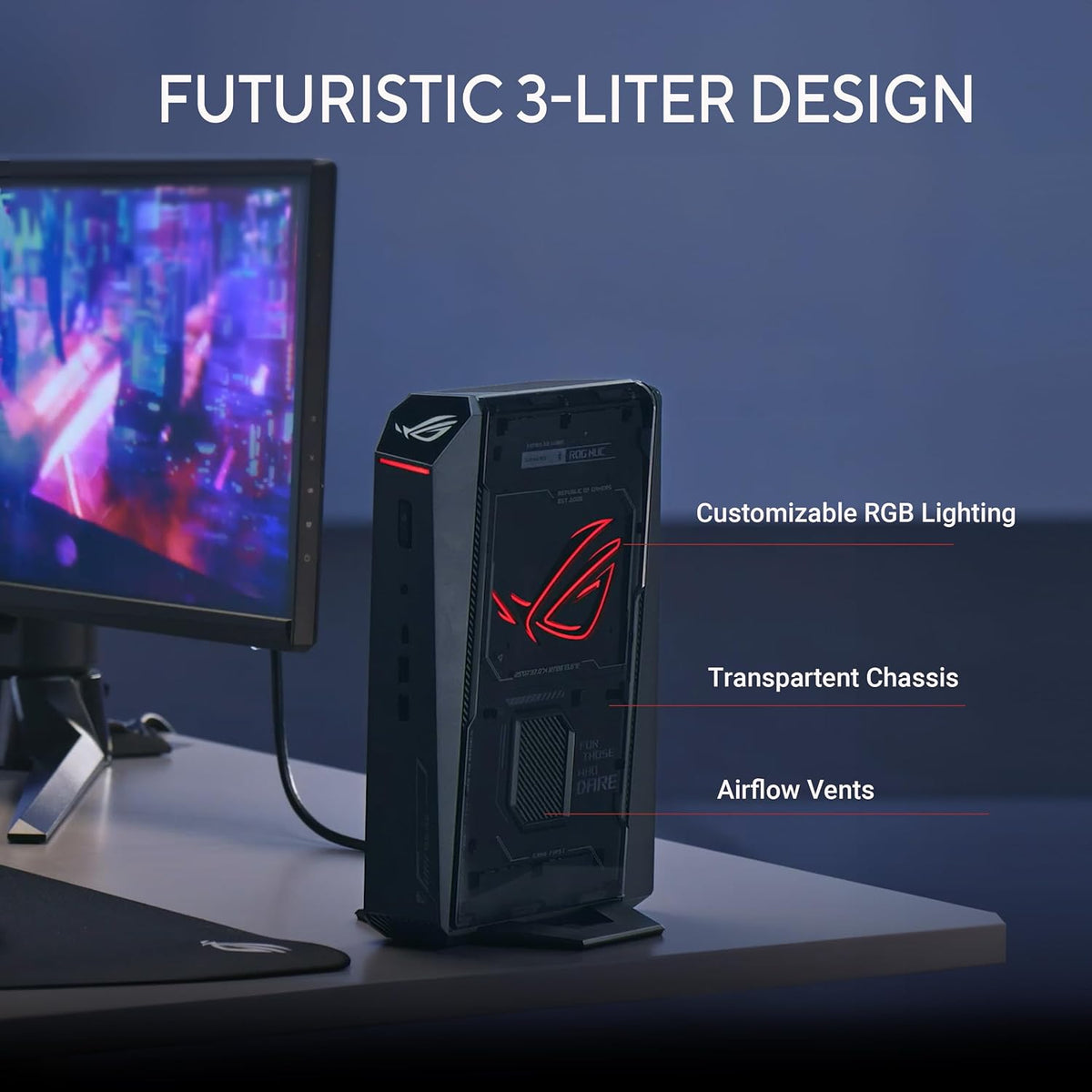 ROG NUC (2025) Gaming Mini PC with Intel® Core™ Ultra 7 (Series 2) ARL-HX CPU, NVIDIA® GeForce RTX™ 5060 MobileGPU, 32GB DDR5 RAM, 1TB NVMe SSD, Thunderbolt™ 4, Triple-Fan Cooling, and ARGB Lighting