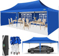 COBIZI Pop up Gazebo 3M x 6M Marquee Gazebo with Sides 2.0, Upgrade Structure Wind & Waterproof Easy up UV Blocking with 4 Sidewalls & Carry Bag & 4 Stakes & Ropes, Light Blue