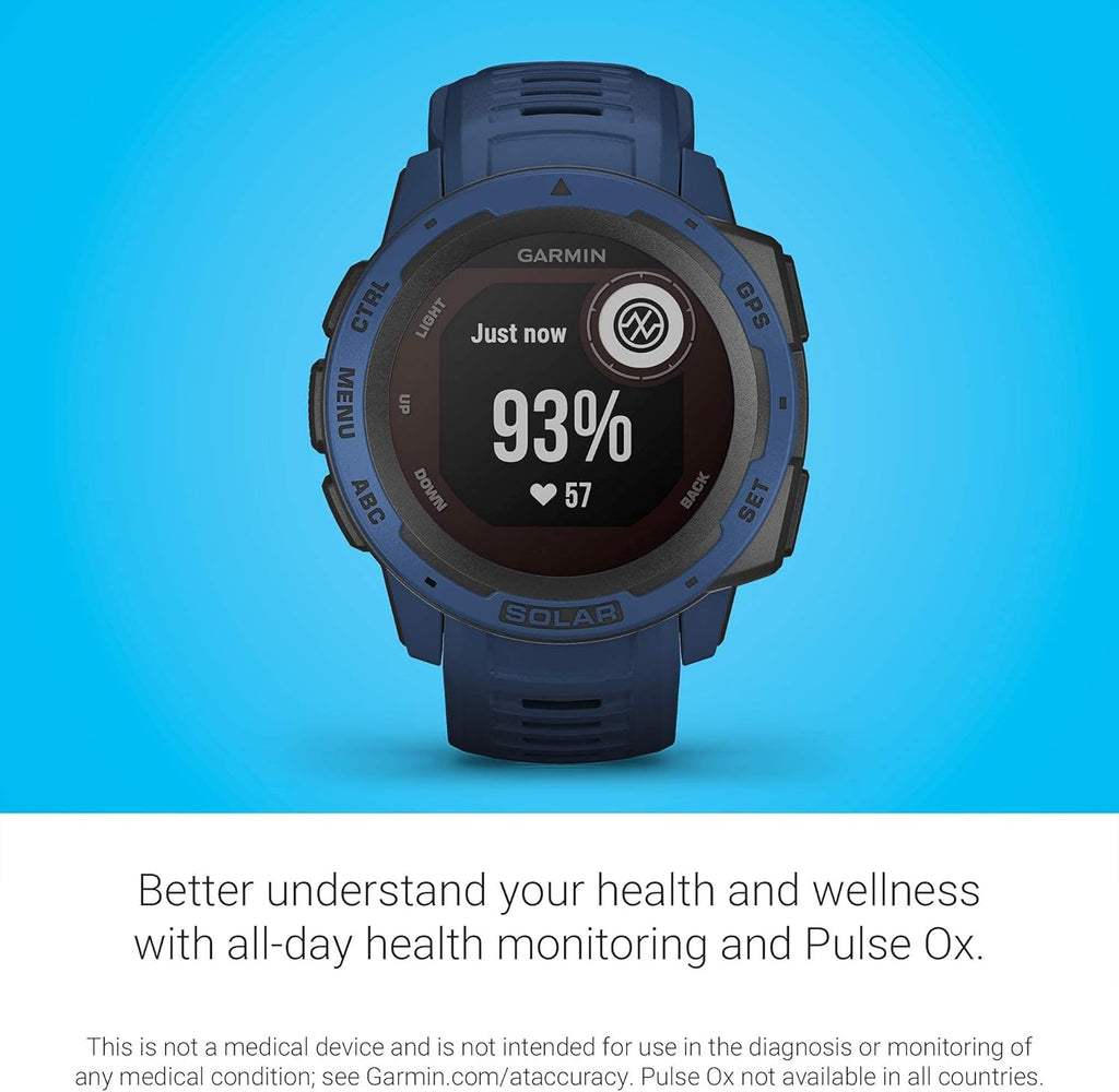 Garmin - Instinct Solar Rugged GPS Smartwatch 45mm - Tidal Blue (Renewed)