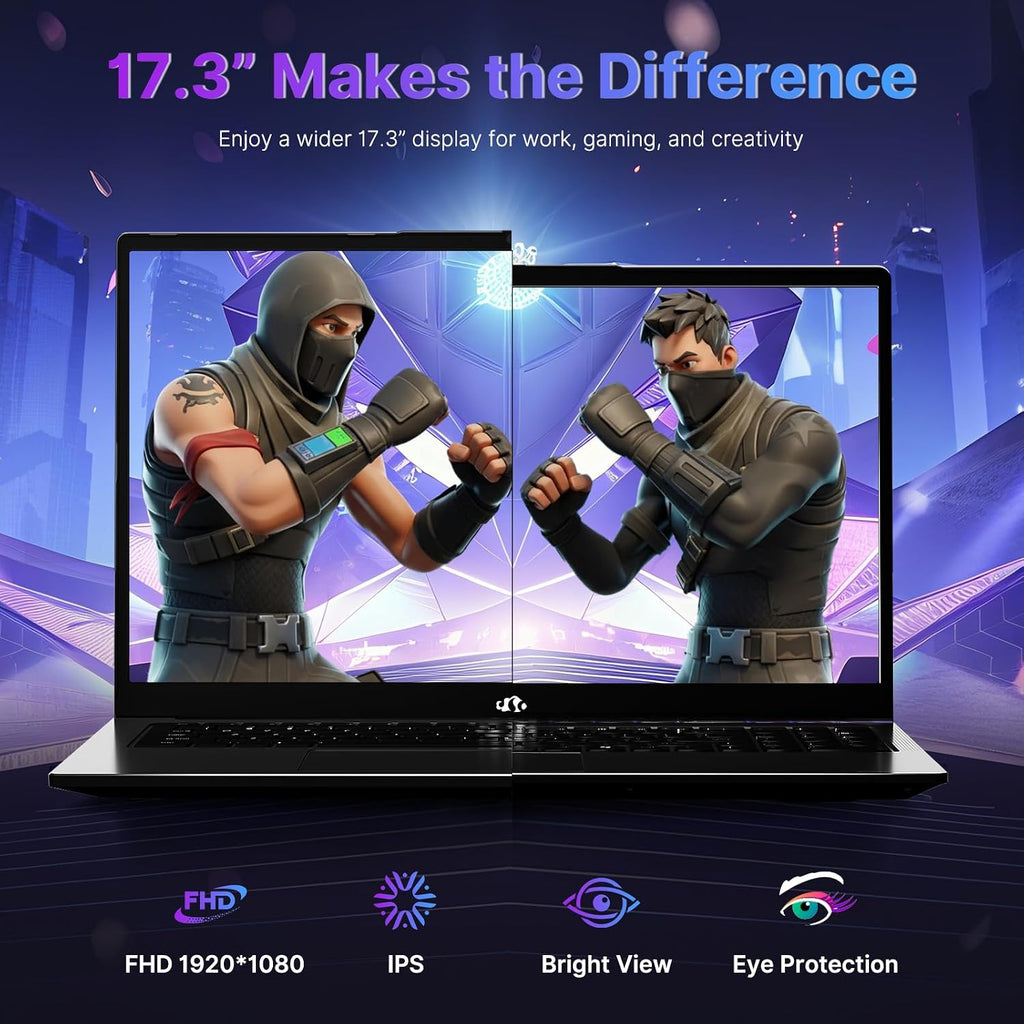 NIMO 17.3 Gaming-Laptop Ryzen 9 8945HS (Beat i9-13900H, Up to 5.2GHz) 16GB RAM, 1TB SSD, Radeon 780M, PD 100W Type-C AI-Enhanced for Copilot VR Ready, Backlit Keyboard, Fingerprint