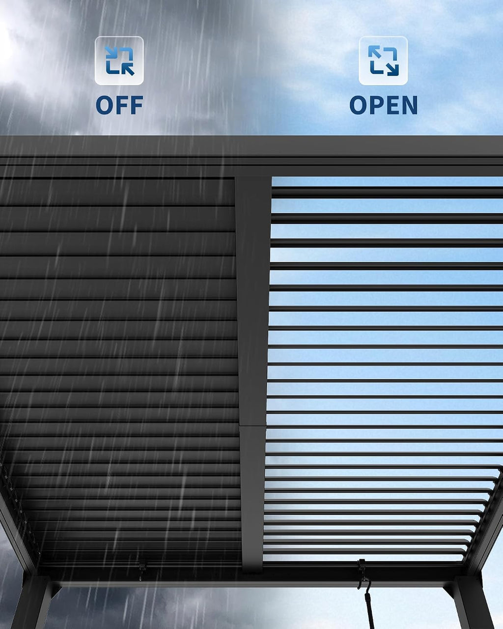 GarveeLife Louvered Pergola 10 ft x10', Outdoor Pergola with Adjustable Louvered Roof, Reinforced Aluminum Frame, Integrated Drainage System, Hardtop Gazebo for Patio, Deck, Gray
