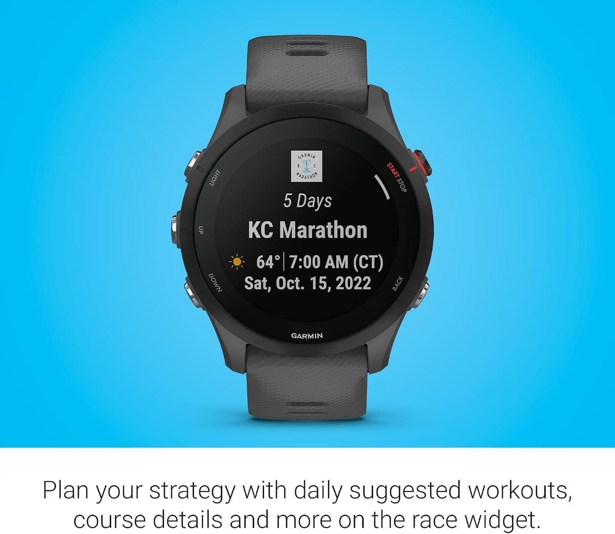 Garmin Forerunner® 255, GPS Running Smartwatch, Advanced Insights, Long-Lasting Battery, Slate Gray