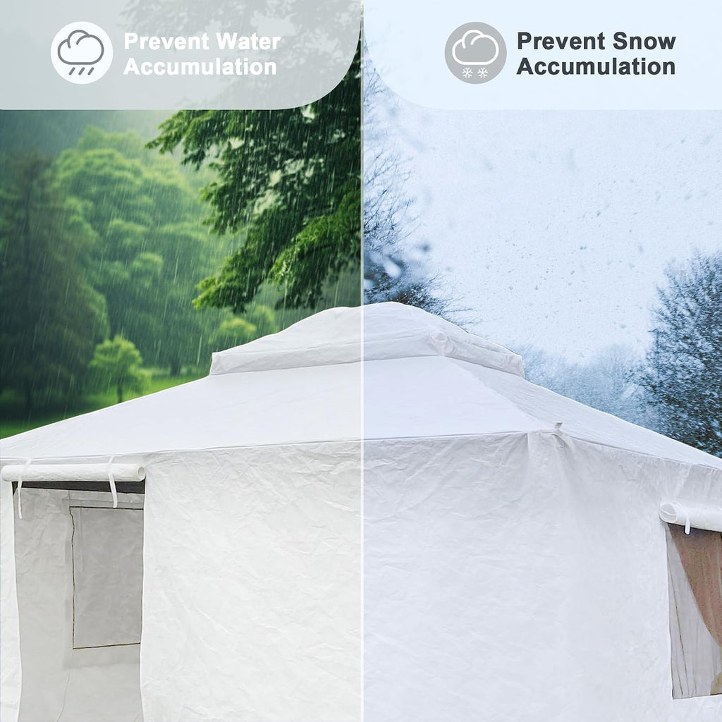 Domi 10' x 10' Universal Winter Gazebo Cover for Hardtop Gazebos,Outdoor Waterproof Enclosed Cover with Sidewalls and Mesh Windows,White (Gazebo not Included)
