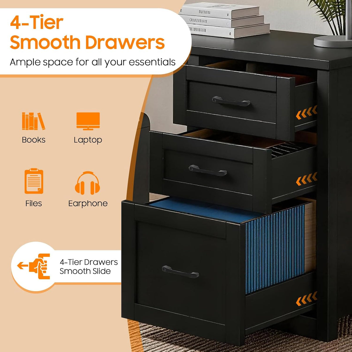 Vabches 61'Farmhouse L Shaped Executive Desk with File Drawers, Corner Computer Desk with Mobile CPU Stand, Wood Writing Computer Desk for Work, Study.Pure Black
