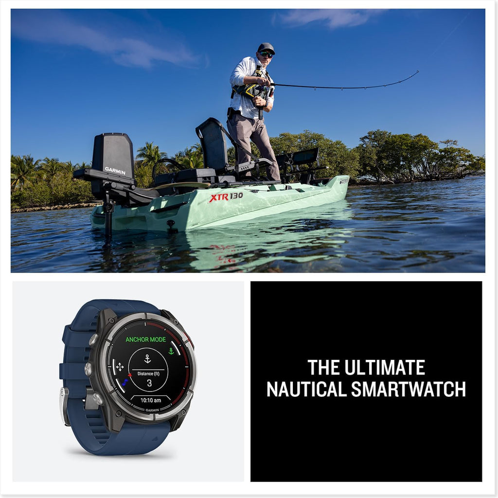 Garmin quatix 8 (47 mm) Marine GPS Smartwatch Bundle - Bright AMOLED Display, Chartplotter Controls, Built-in Flashlight, 24/7 Health & Wellness Features with PlayBetter Portable Charger