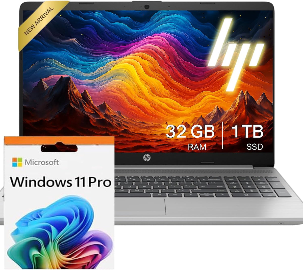 HP 255 G10 Laptop for Home or Work, 32GB RAM, 1TB SSD, 15.6' Full HD, Ryzen 3 7330U (Beat Intel i5-1135G7), HDMI, USB-C, Windows 11 Pro, Business and Fun Ready