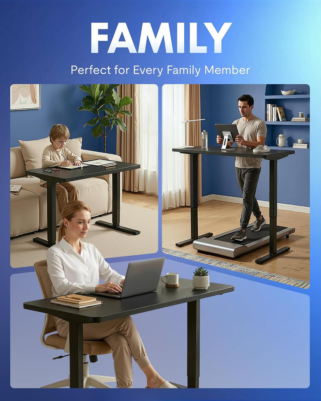FLEXISPOT EN1 One-Piece Standing Desk, Electric Adjustable with 4 Memory Presets, 176 LBS Capacity, Stable & Quiet, Seamless Desktop for Home Office & Dual Monitors, 40'x24' Black