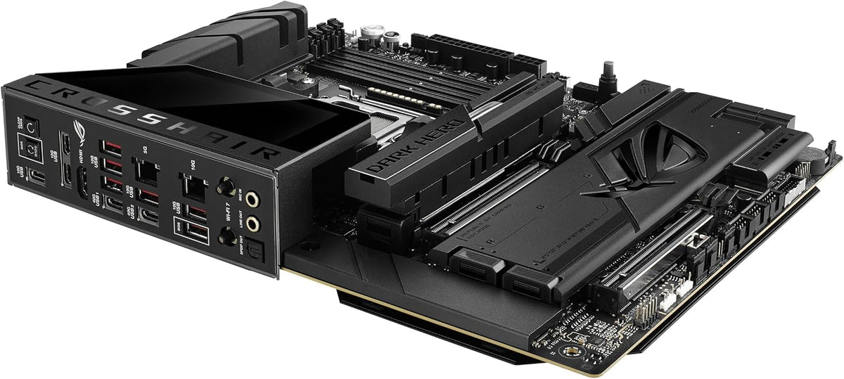 ASUS ROG Crosshair X870E Dark Hero ATX Motherboard, 20+2+2 Power Stages, DDR5 Slots, PCIe® 5.0, Five M.2 Slots, 3D VC M.2 heatsink, USB4®, AI Cache Boost, PCIe Slot Q-Release, AIO Q-Connector