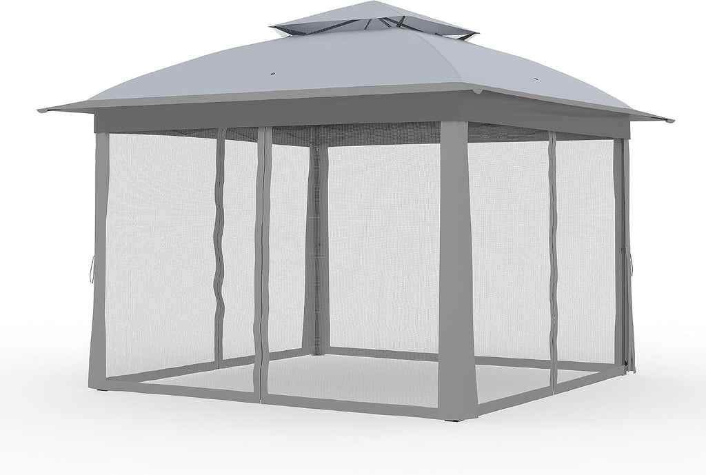 11x11 Pop Up Instant Gazebo Tent for Backyard, With Portable Carrying Bag, Outdoor Canopy Gazebos Waterproof With Mosquito Netting