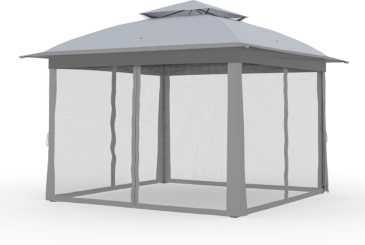 11x11 Pop Up Instant Gazebo Tent for Backyard, With Portable Carrying Bag, Outdoor Canopy Gazebos Waterproof With Mosquito Netting