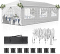 VINGLI 10x30 Pop Up Canopy Tent with Sidewalls, Outdoor Gazebo Canopy Tent, Patio Event Tents Outdoor Event Shelter for Parties (White)